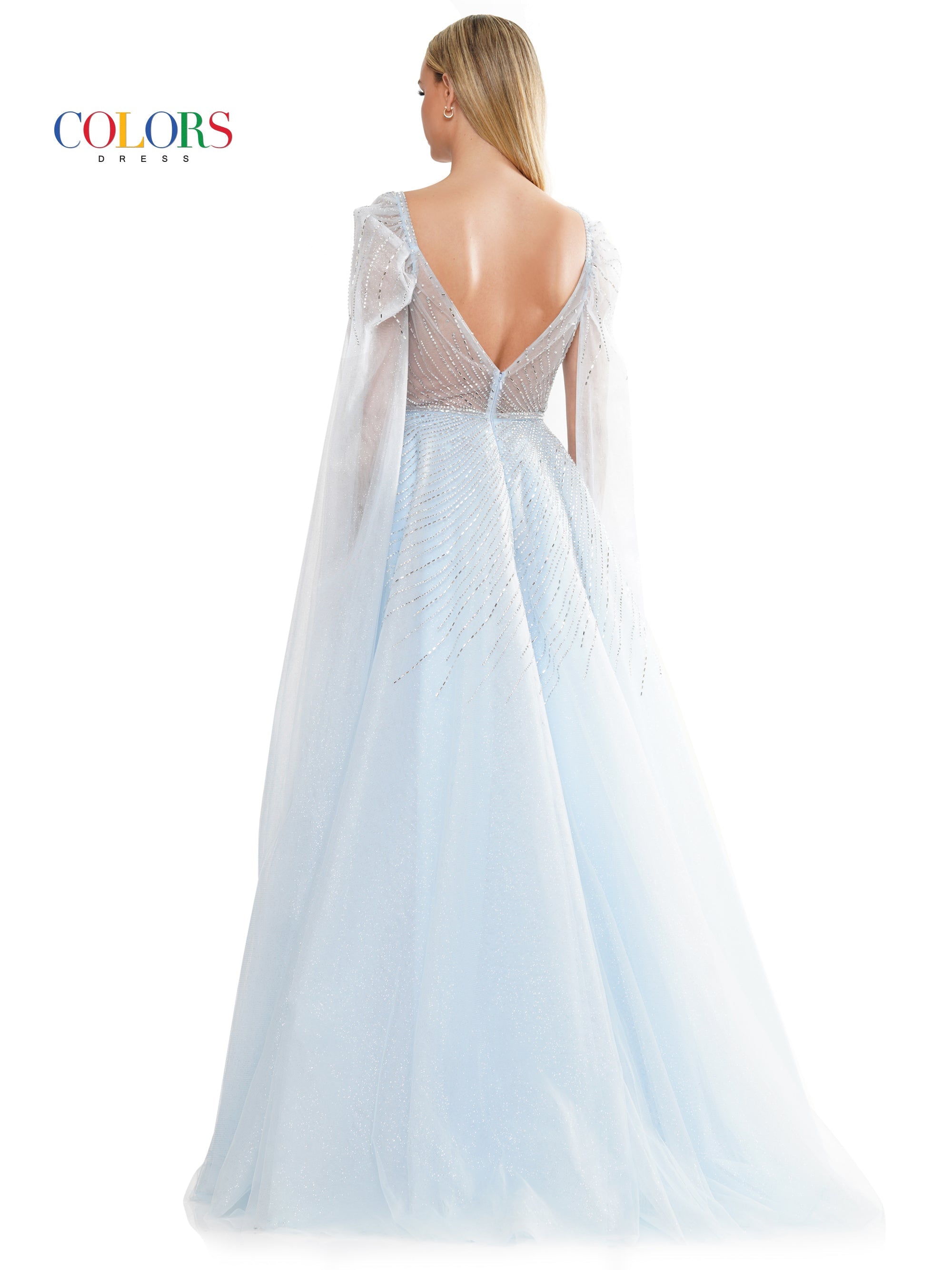 Colors 3181 Prom Long Glitter Mesh Ball Gown
