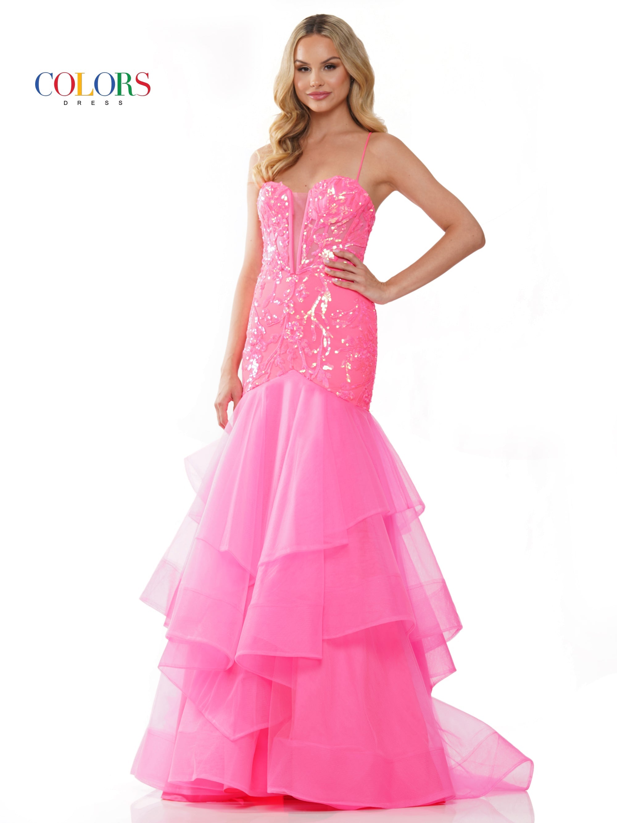 Colors 3212 Prom Long Spaghetti Strap Mermaid Formal Dress