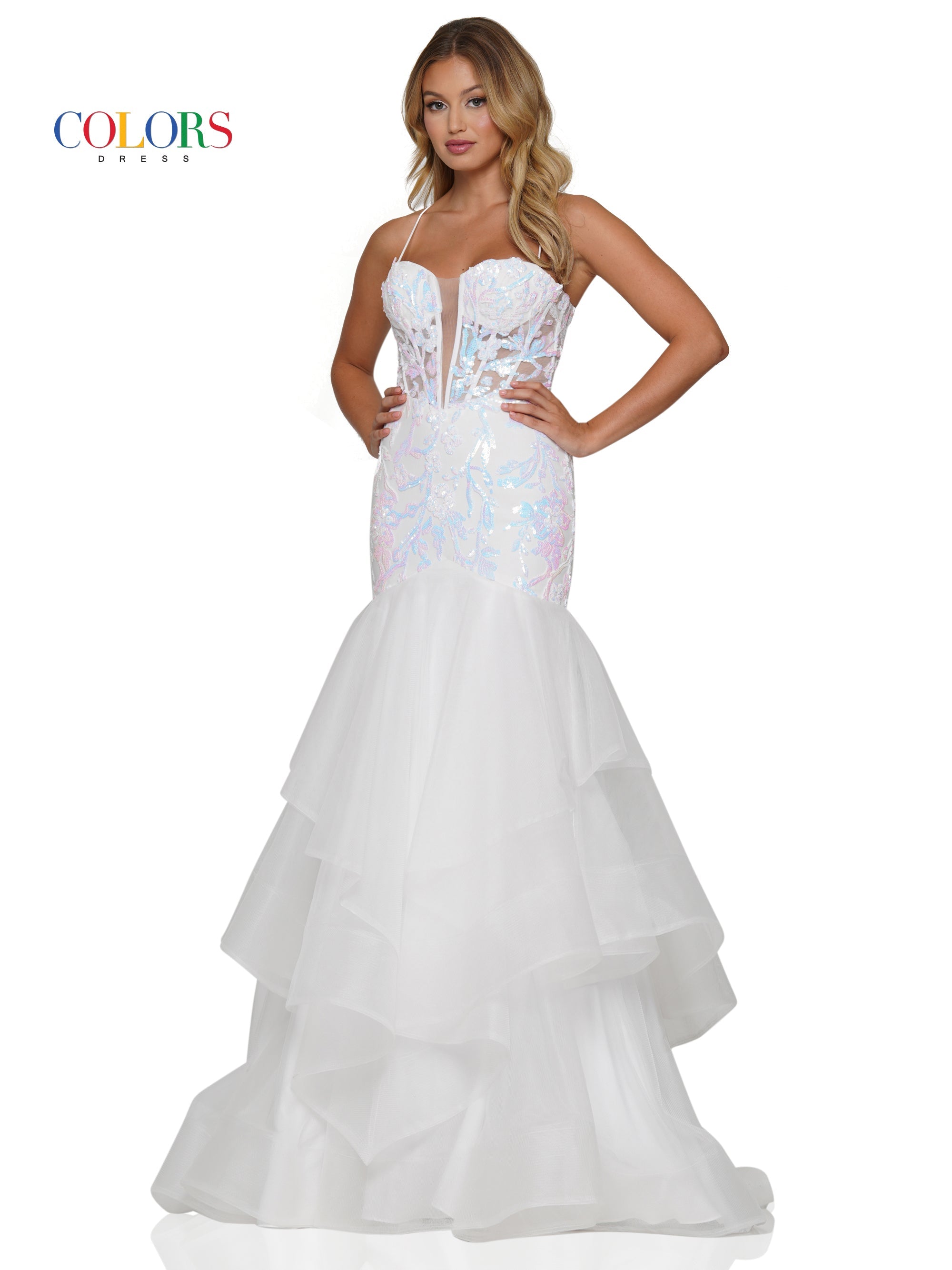 Colors 3212 Prom Long Spaghetti Strap Mermaid Formal Dress