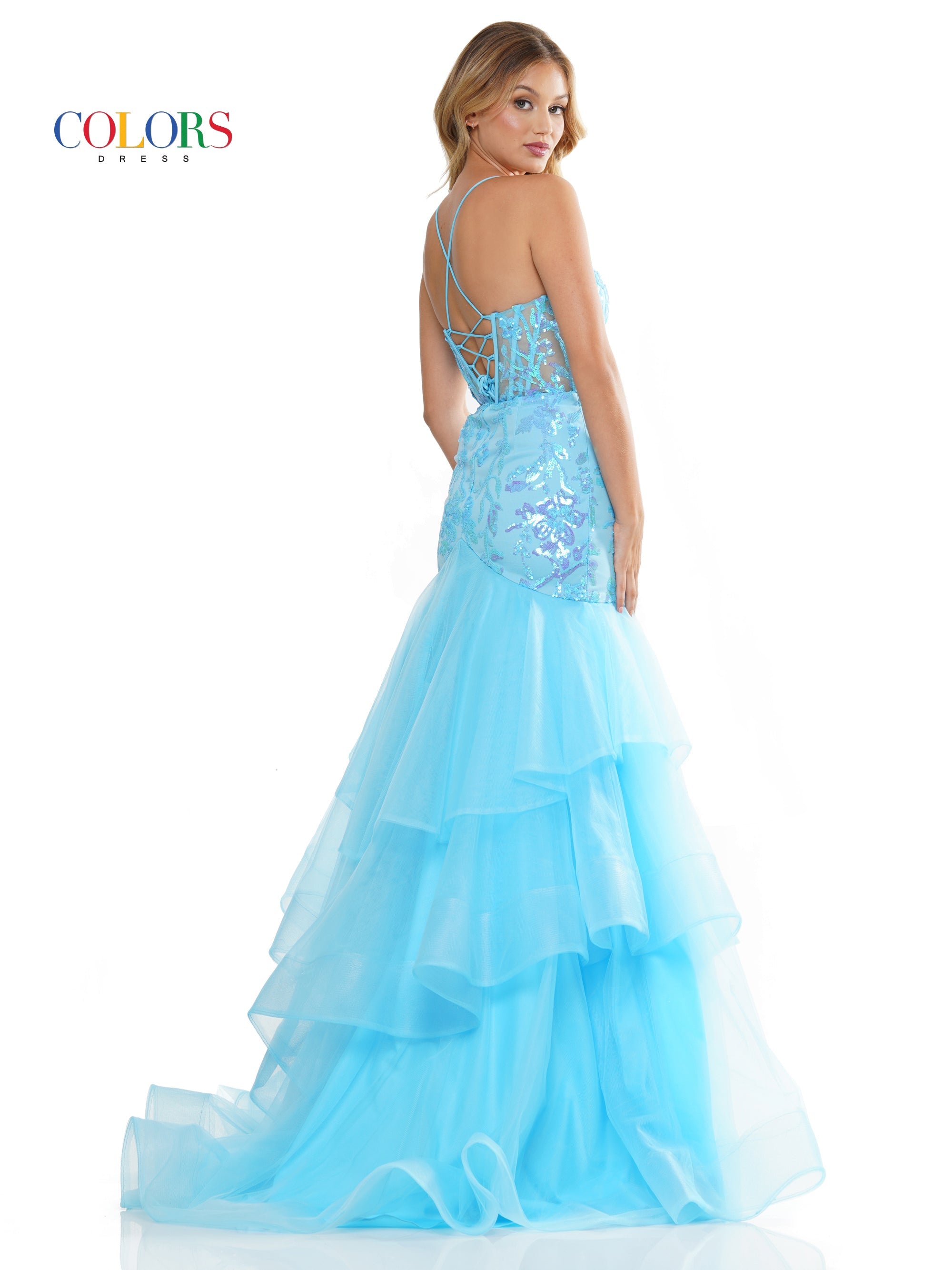 Colors 3212 Prom Long Spaghetti Strap Mermaid Formal Dress