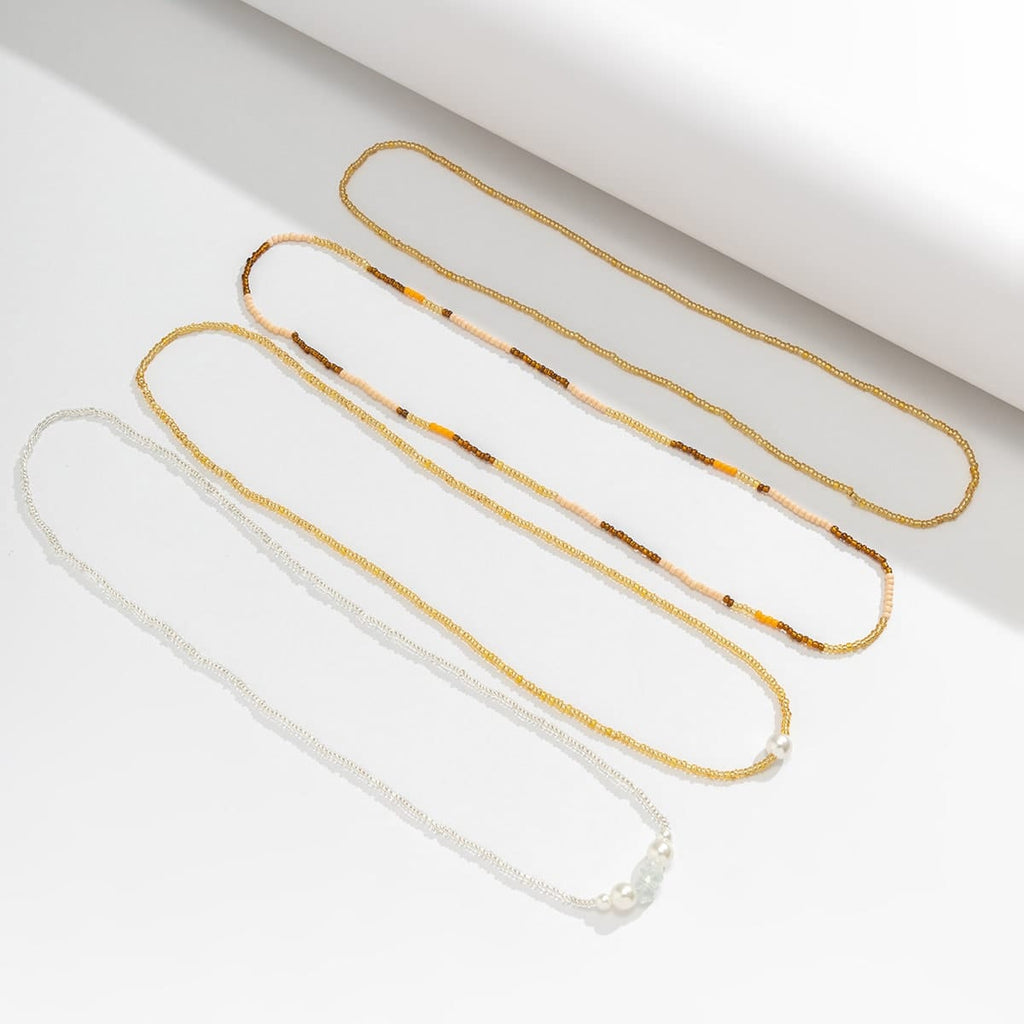 Boho 4 Pieces Pearl Charm Beaded Waist Chain Set