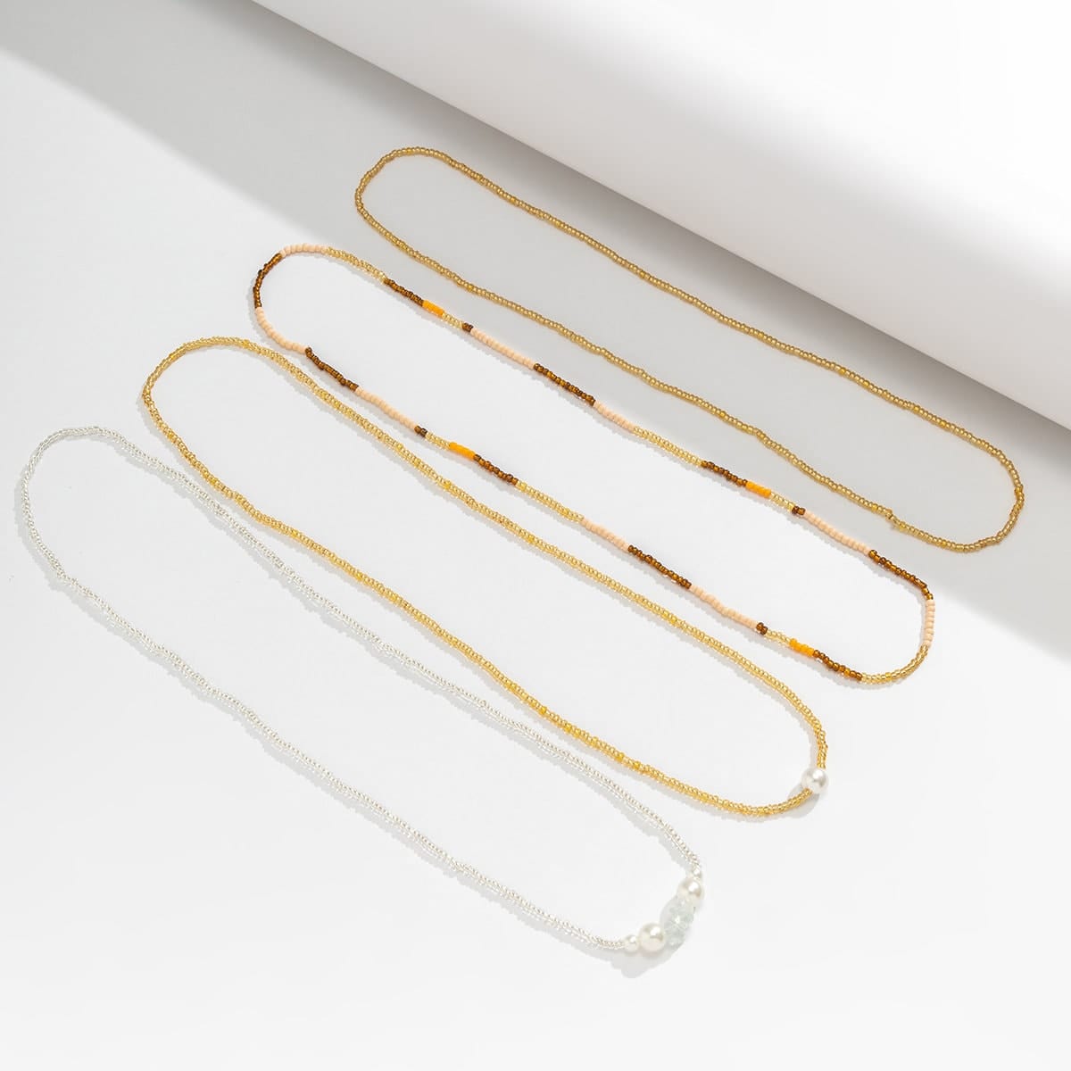 Boho 4 Pieces Pearl Charm Beaded Waist Chain Set