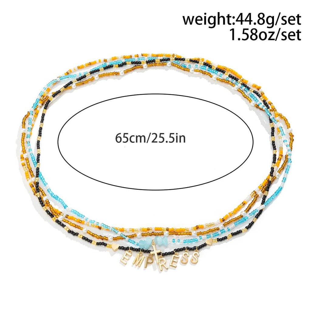 Boho 4 Pieces Seed Beaded Waist Chain Set