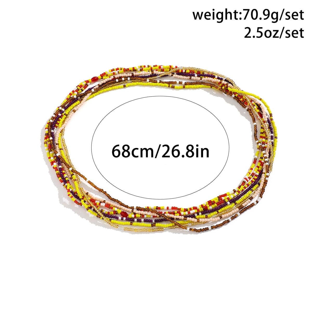 Boho 8 Pieces Crystal Beaded Waist Chain Set
