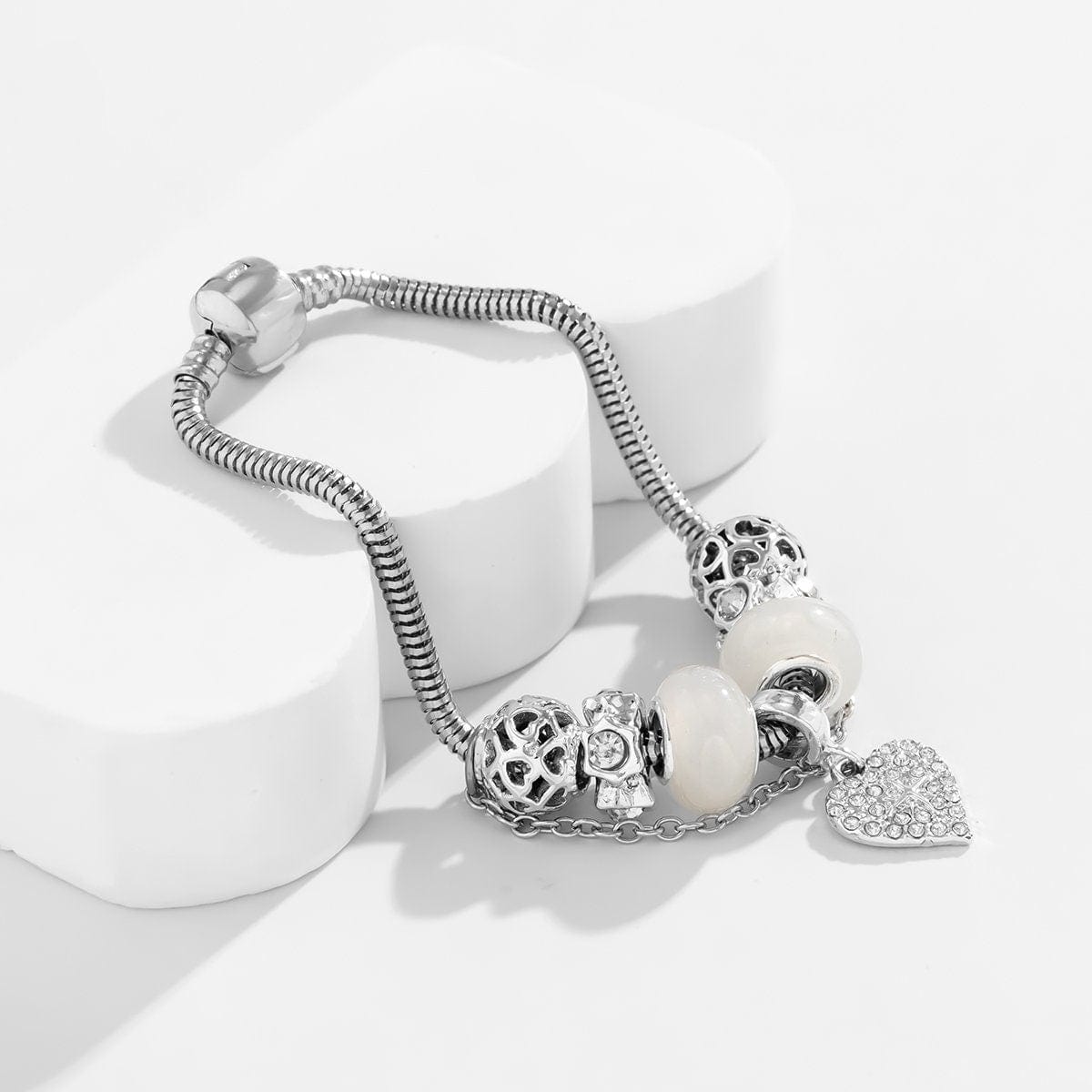 Boho CZ Inlaid Heart Charm Luminous Glow In The Dark Bracelet