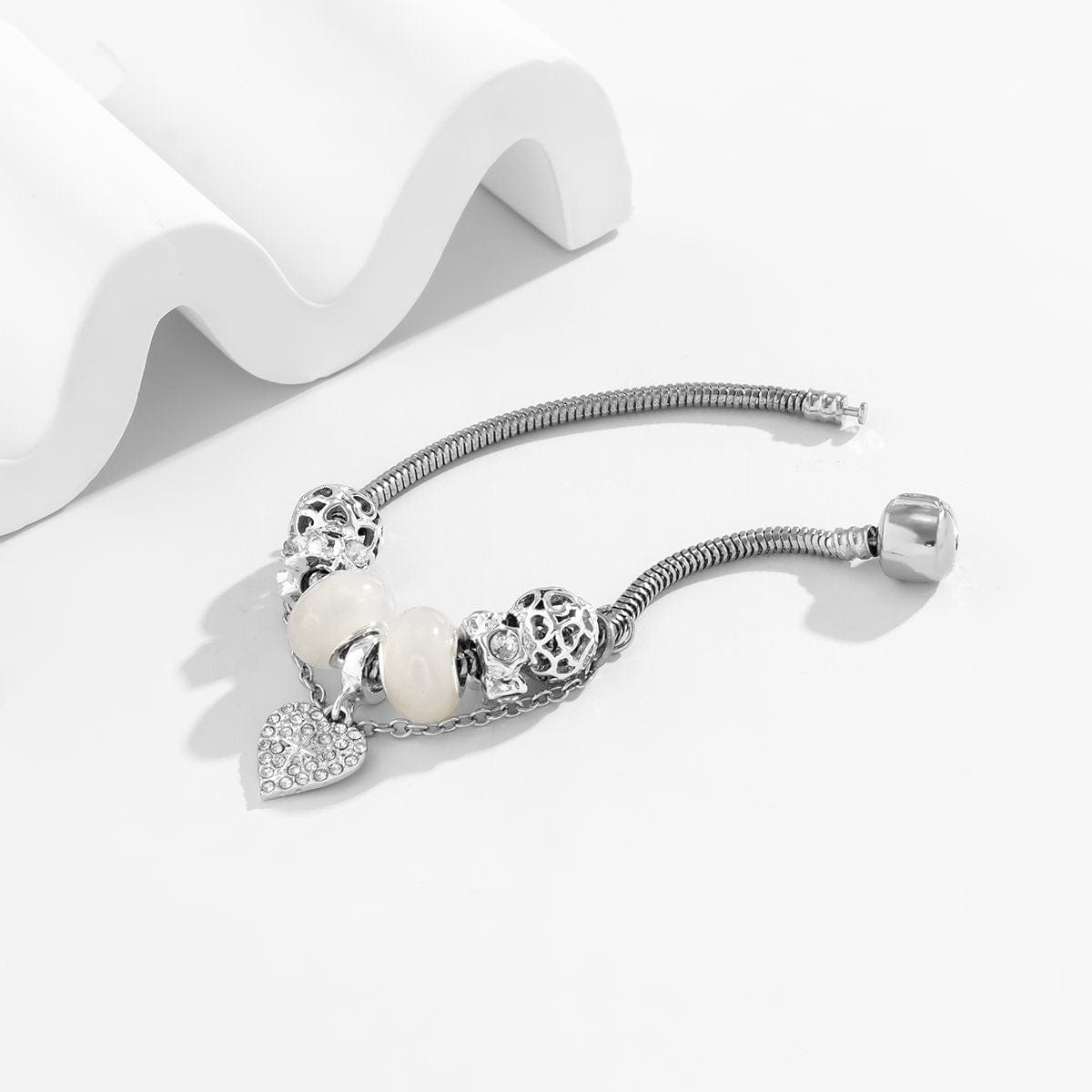 Boho CZ Inlaid Heart Charm Luminous Glow In The Dark Bracelet