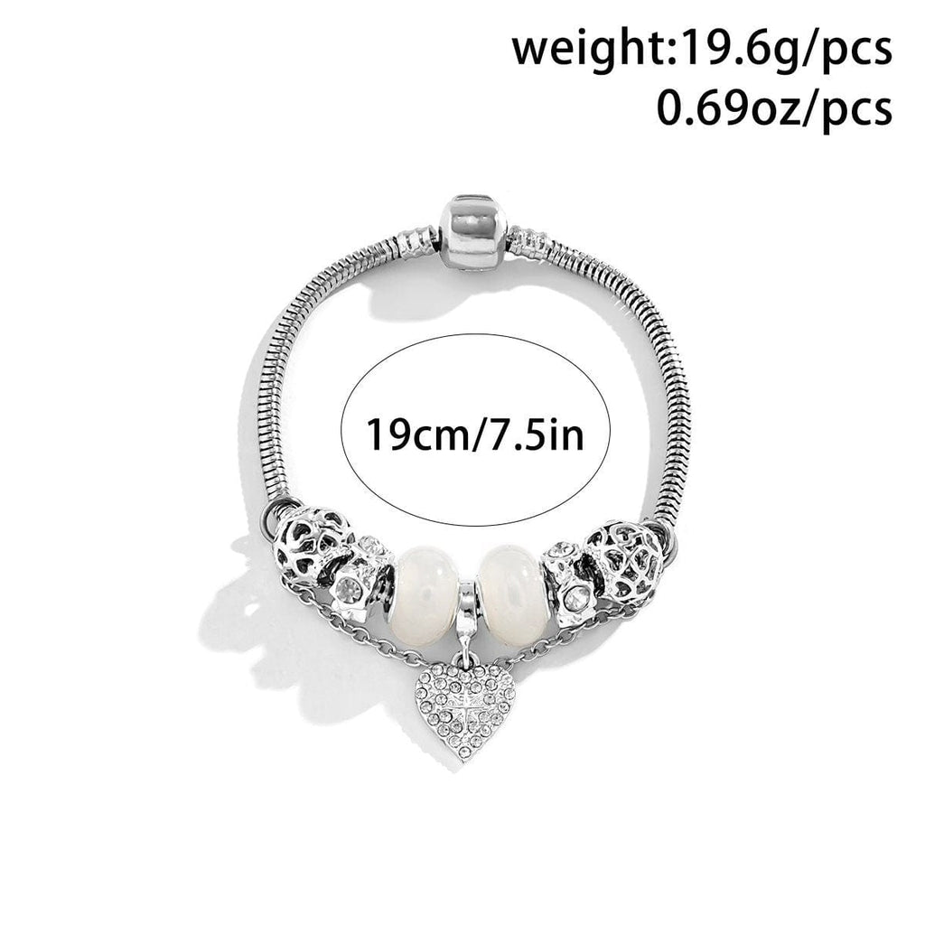 Boho CZ Inlaid Heart Charm Luminous Glow In The Dark Bracelet