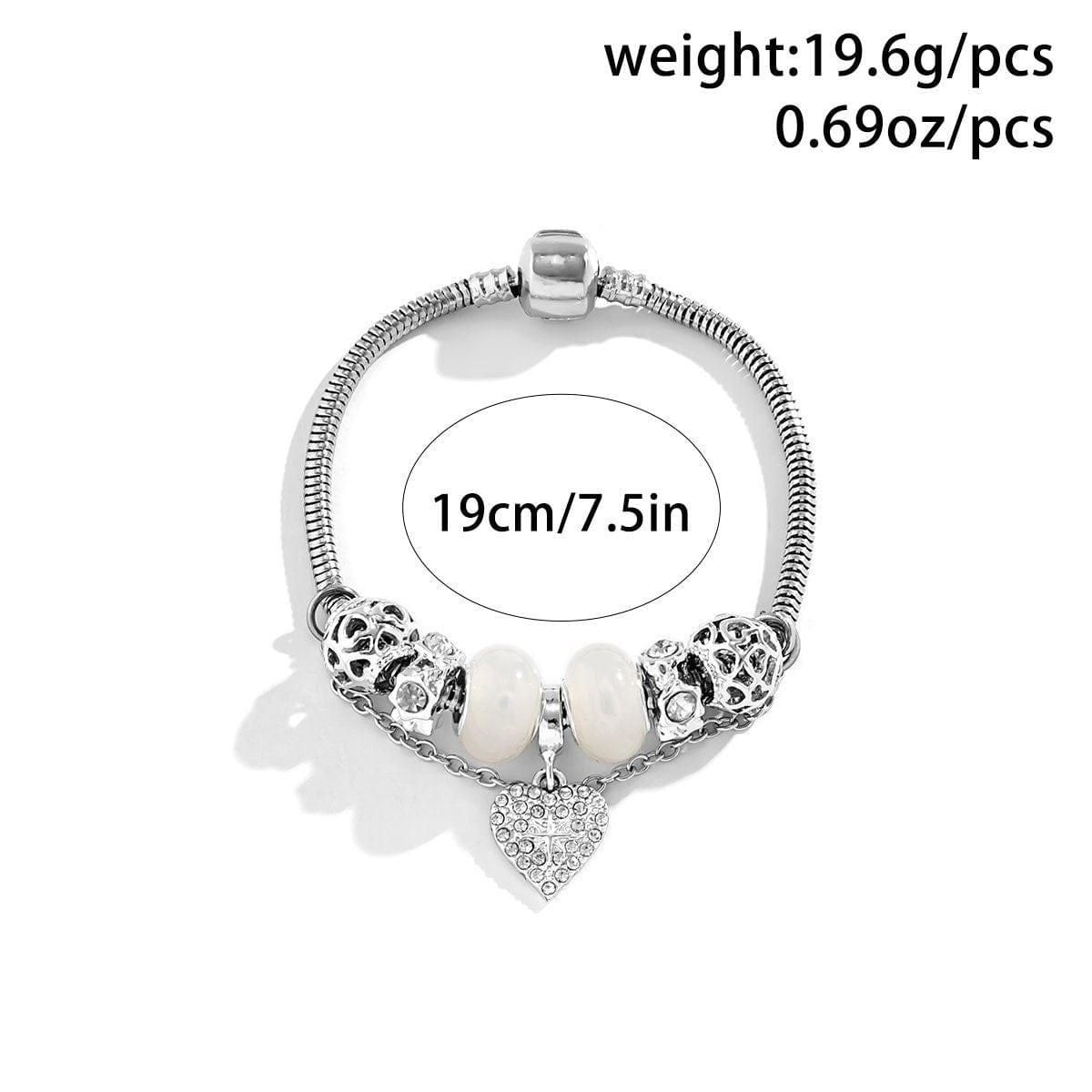 Boho CZ Inlaid Heart Charm Luminous Glow In The Dark Bracelet