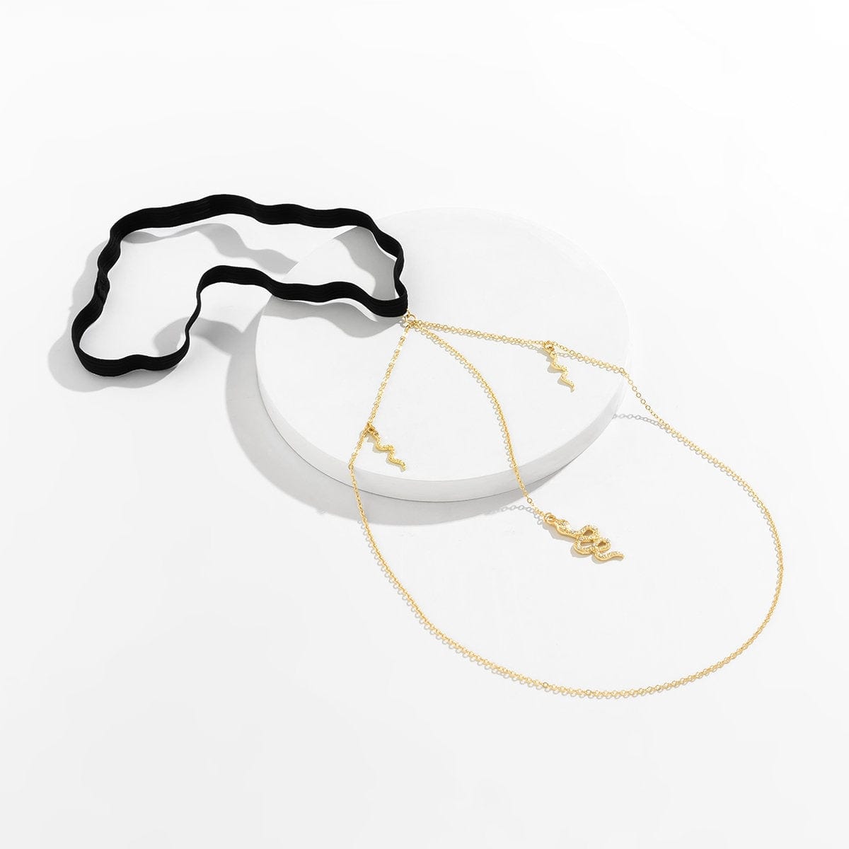 Boho CZ Inlaid Snake Charm Elastic Thigh Leg Chain