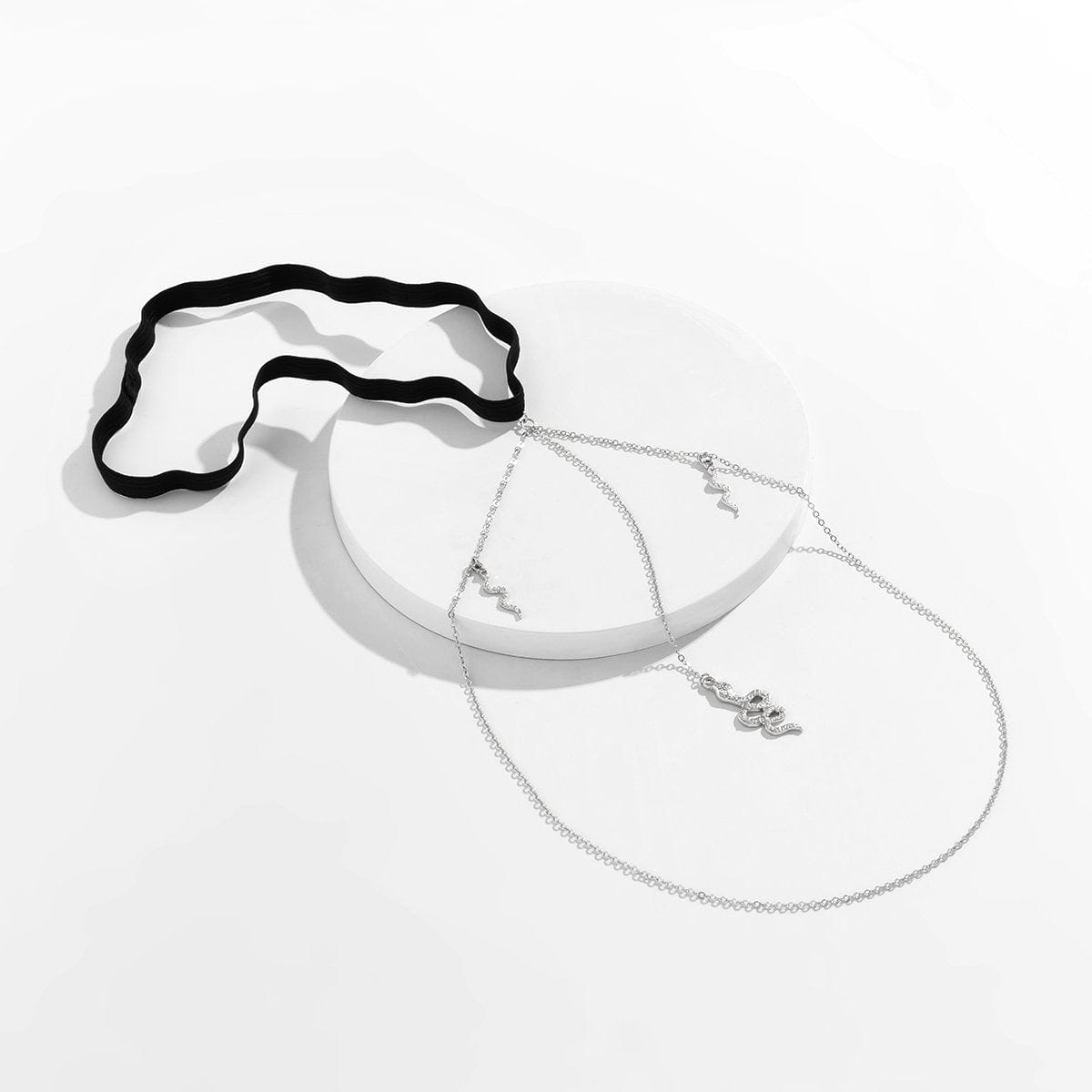 Boho CZ Inlaid Snake Charm Elastic Thigh Leg Chain