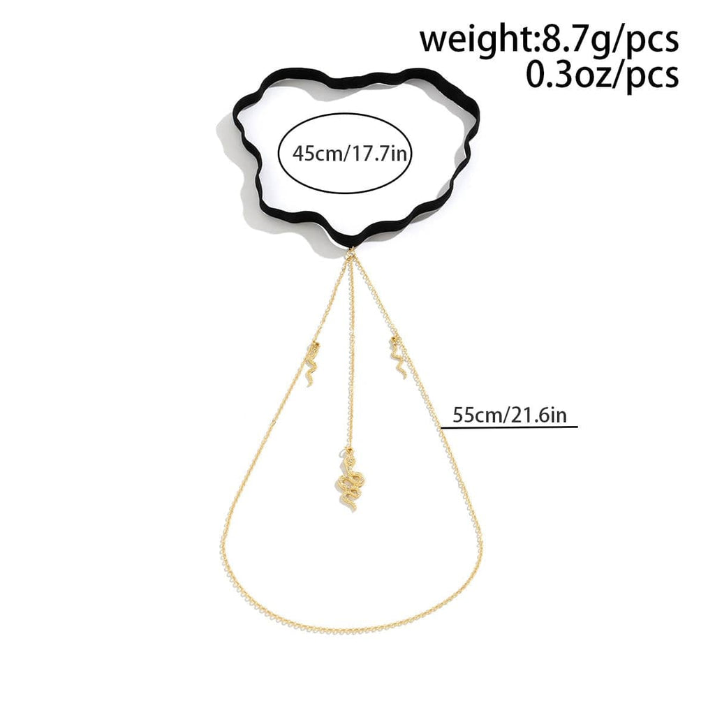 Boho CZ Inlaid Snake Charm Elastic Thigh Leg Chain