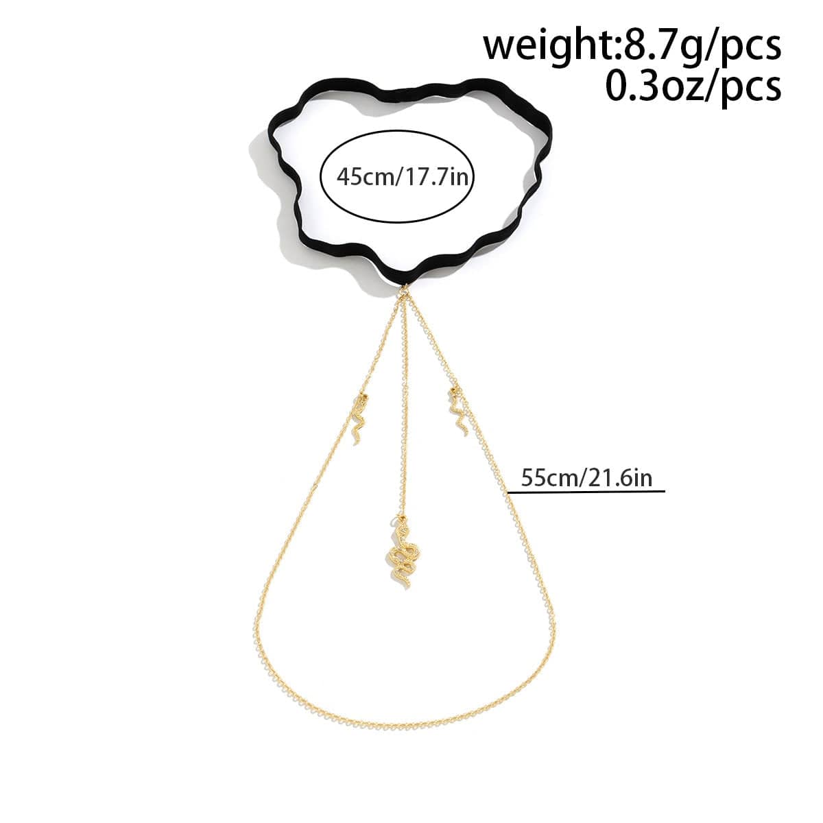 Boho CZ Inlaid Snake Charm Elastic Thigh Leg Chain