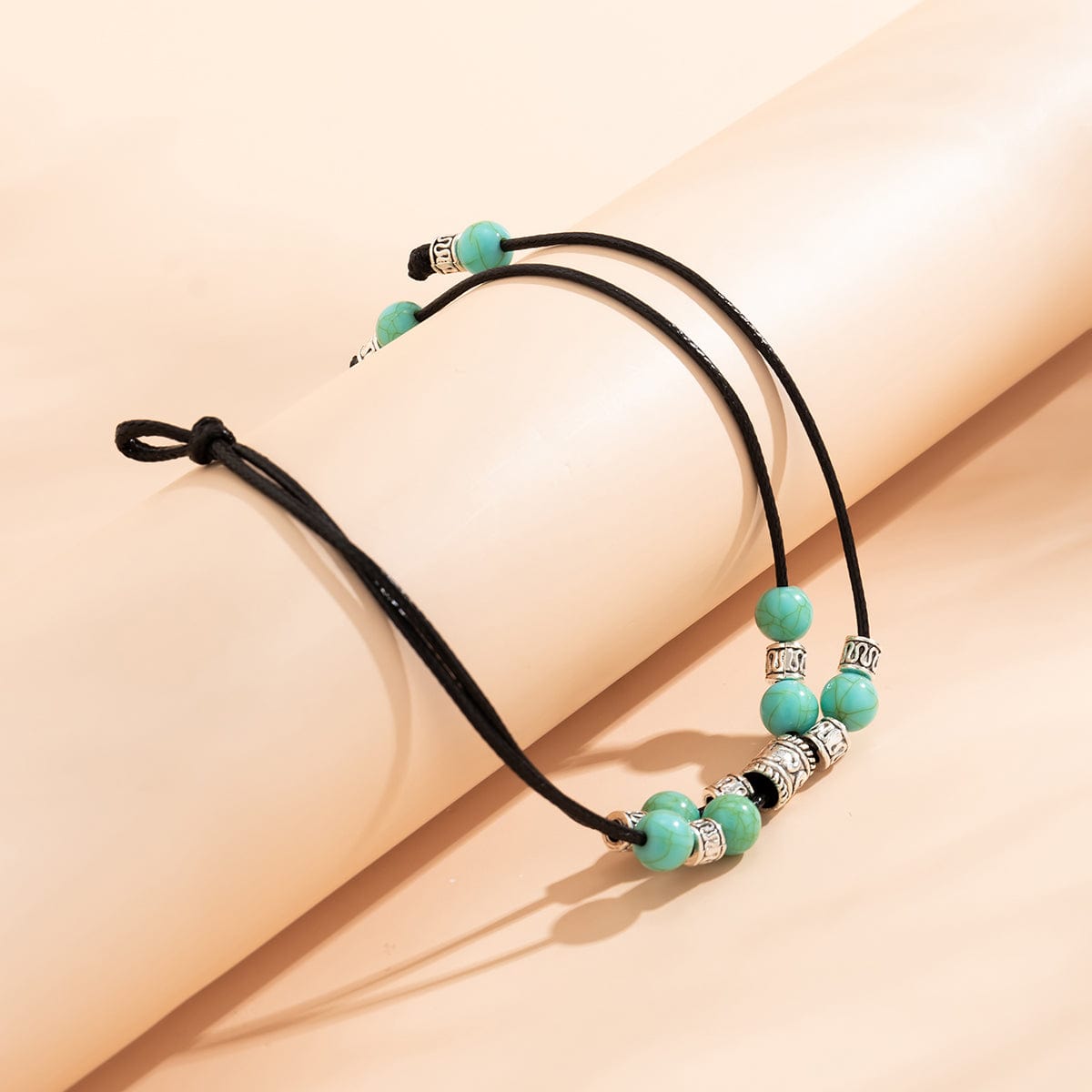 Boho Faux Leather Turquoise Anklet