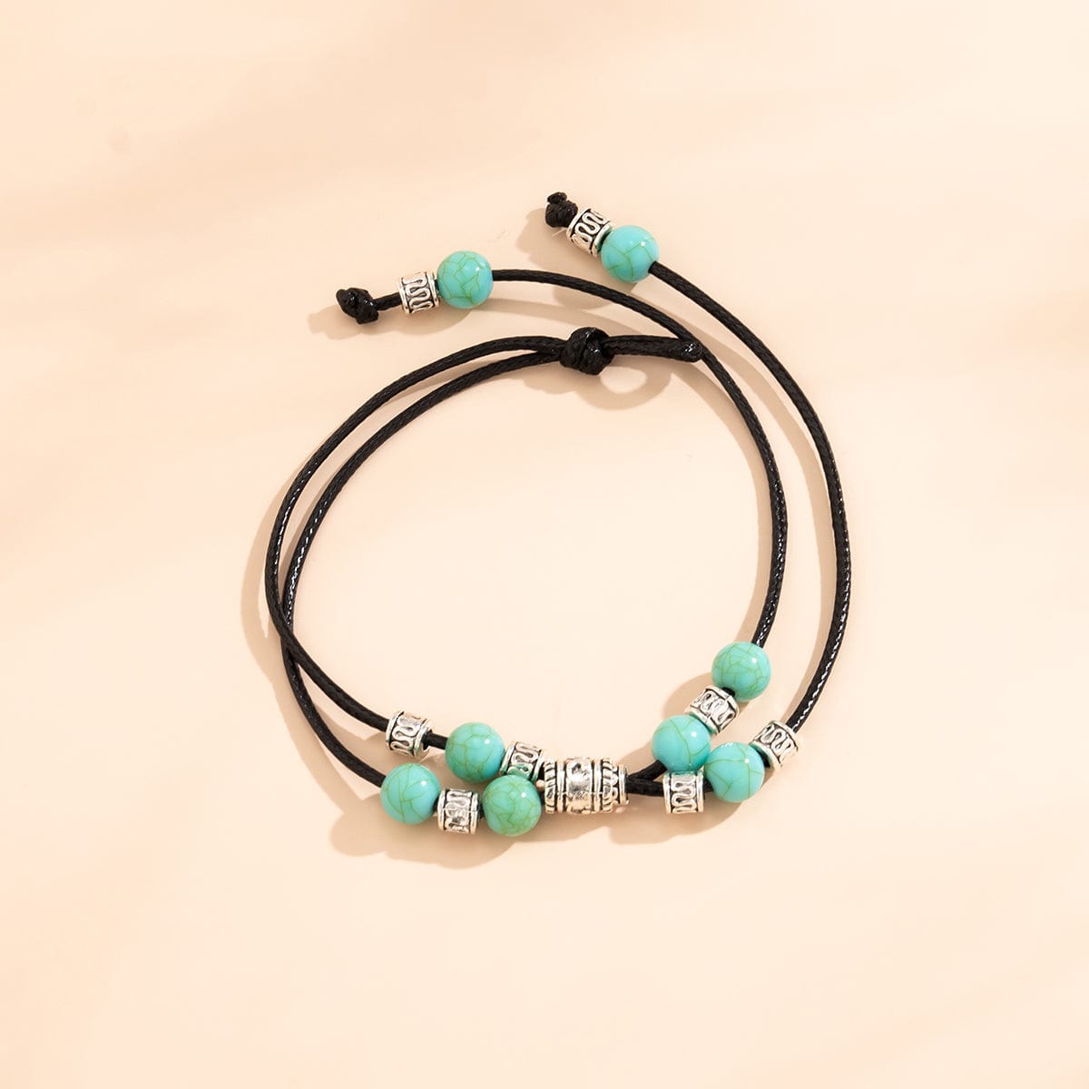 Boho Faux Leather Turquoise Anklet