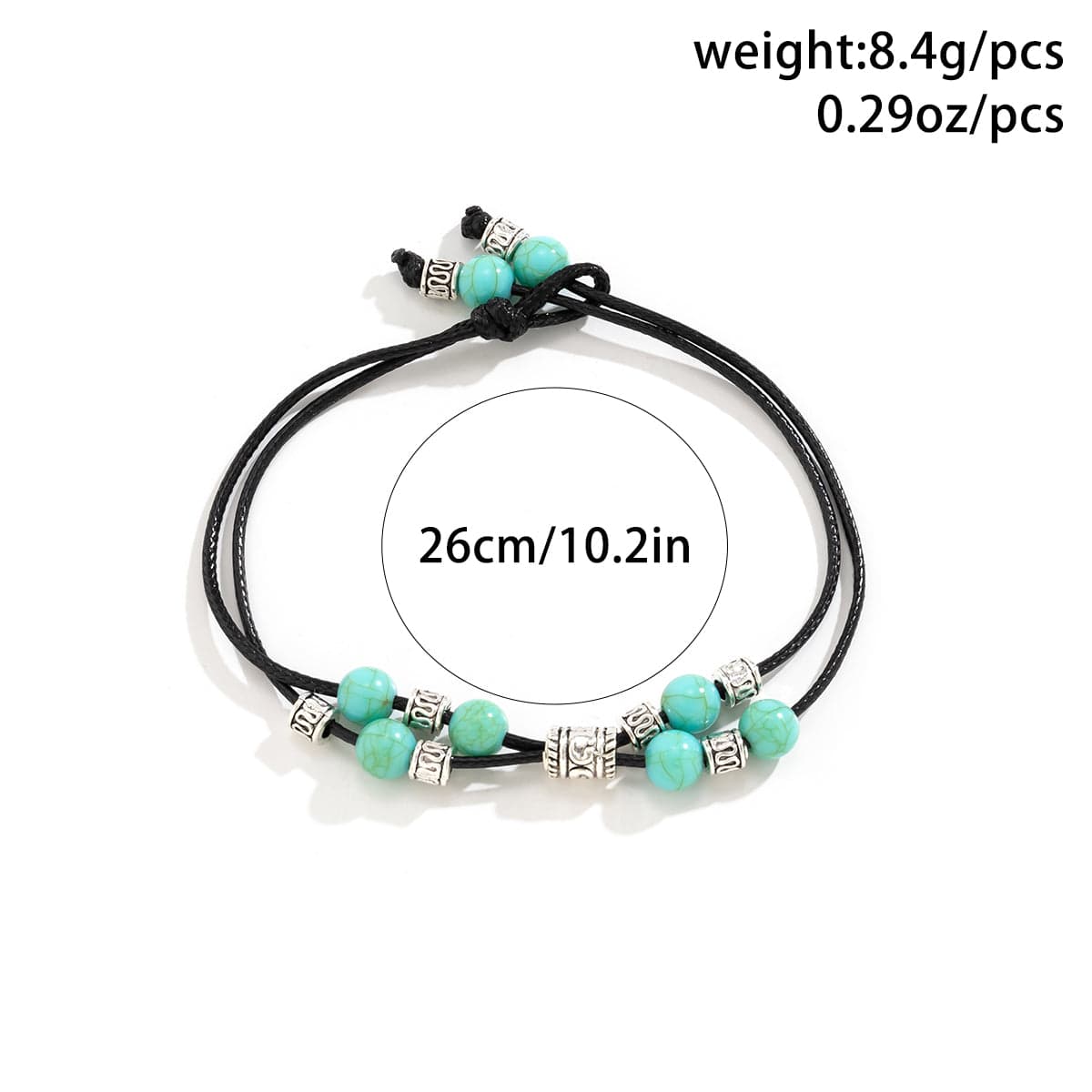 Boho Faux Leather Turquoise Anklet