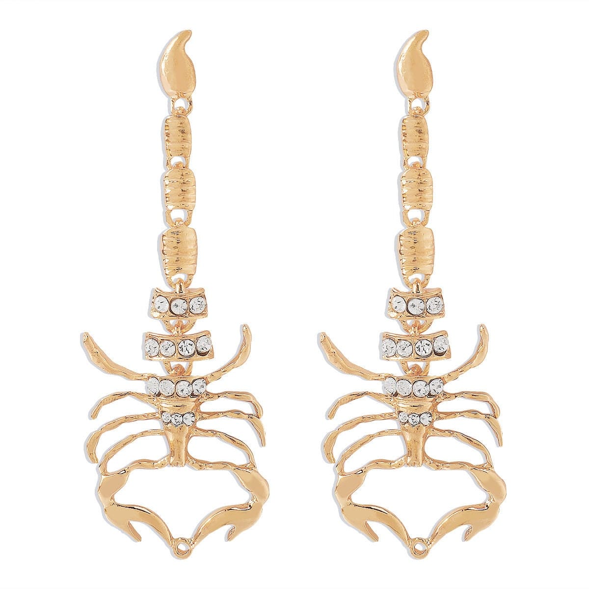 Boho Gold Silver Tone CZ Inlaid Scorpion Dangle Earrings