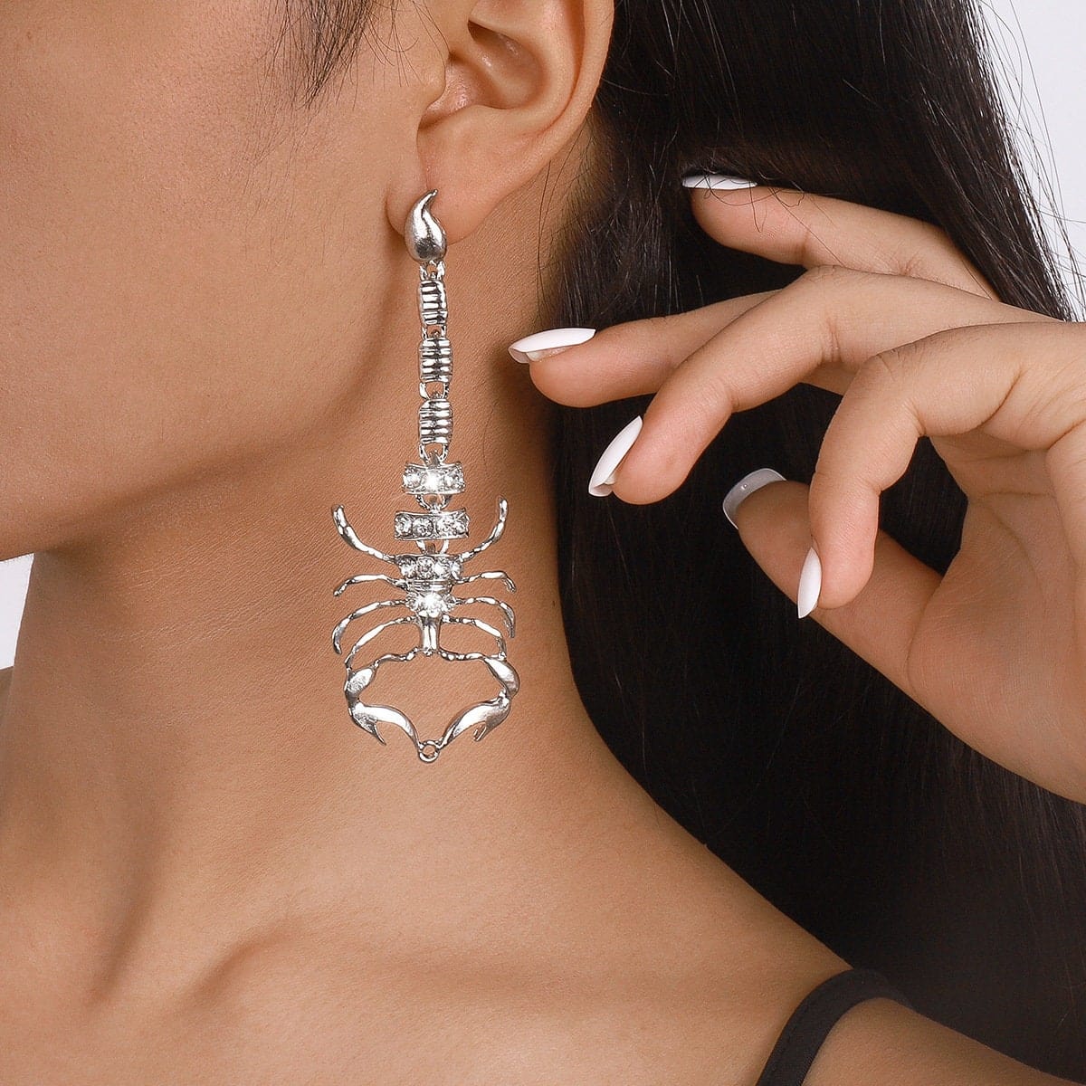 Boho Gold Silver Tone CZ Inlaid Scorpion Dangle Earrings